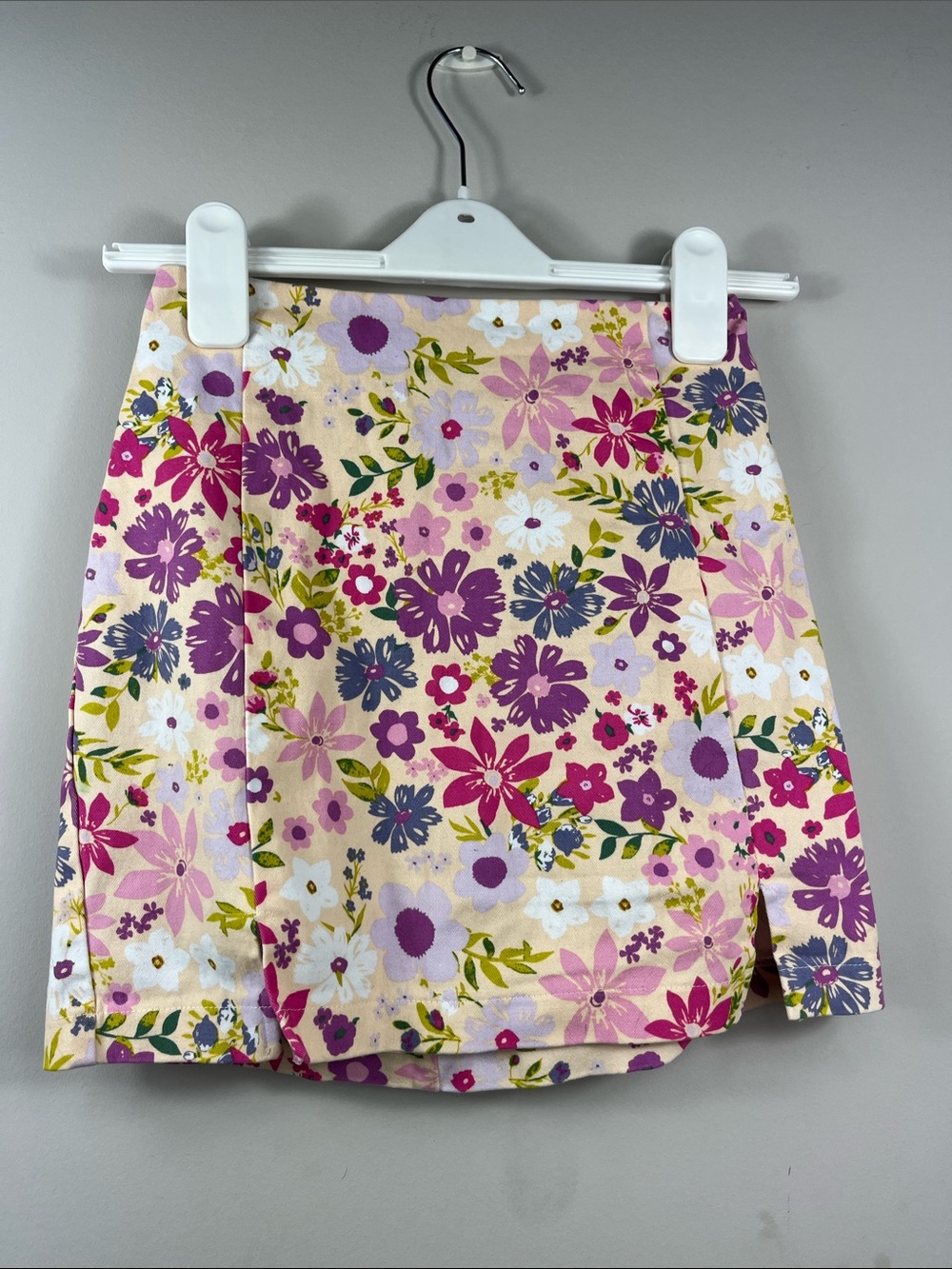 Floral A-Line Skirt Pink Purple Cottagecore Spring Mini Skirt Juniors 3